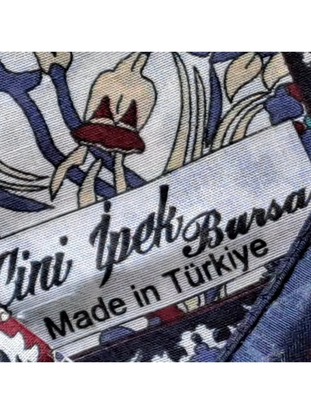 Vintage Çini Ipek Bursa Silk Scarf Floral Blue Maroon Multicolor Luxury Women's